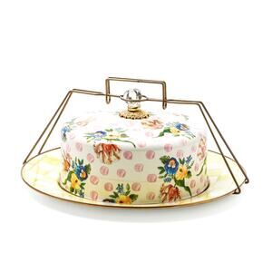Brand New Mackenzie-Childs Wildflowers Pink Cake Carrier